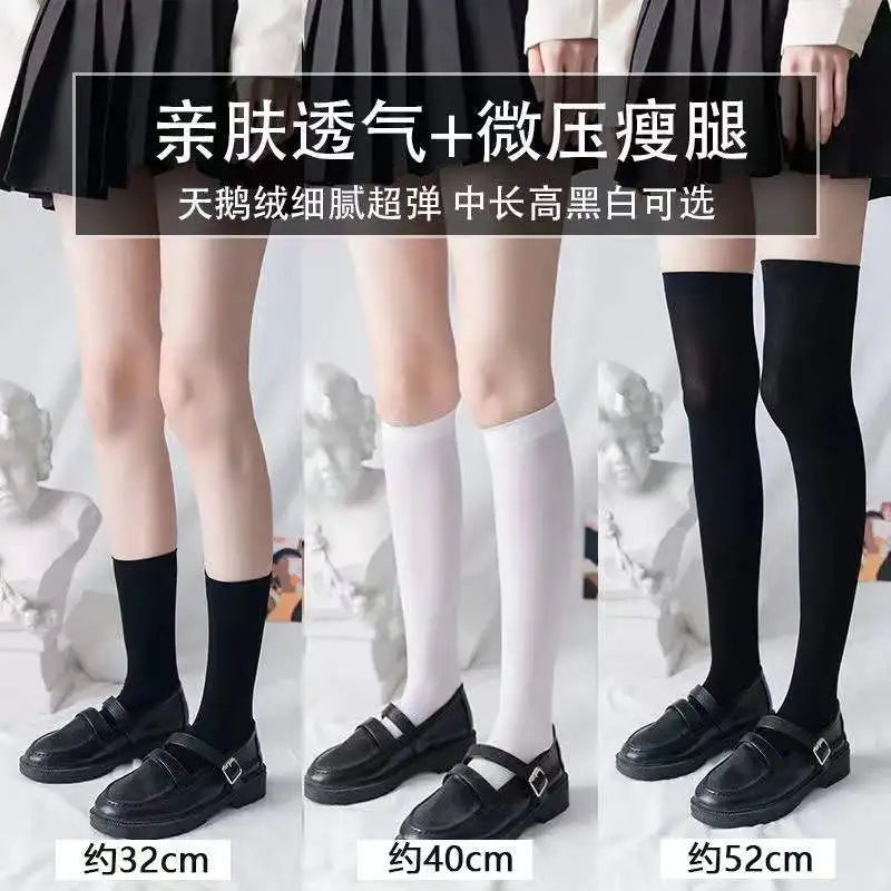 Gothic Lolita Kniestrümpfe Damen Weiß Schwarz Atmungsaktiv – Bild 5