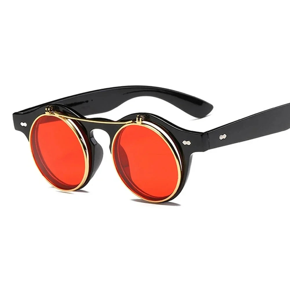 Gothic Steampunk Sonnenbrille Retro Rund Unisex Stil – Bild 9