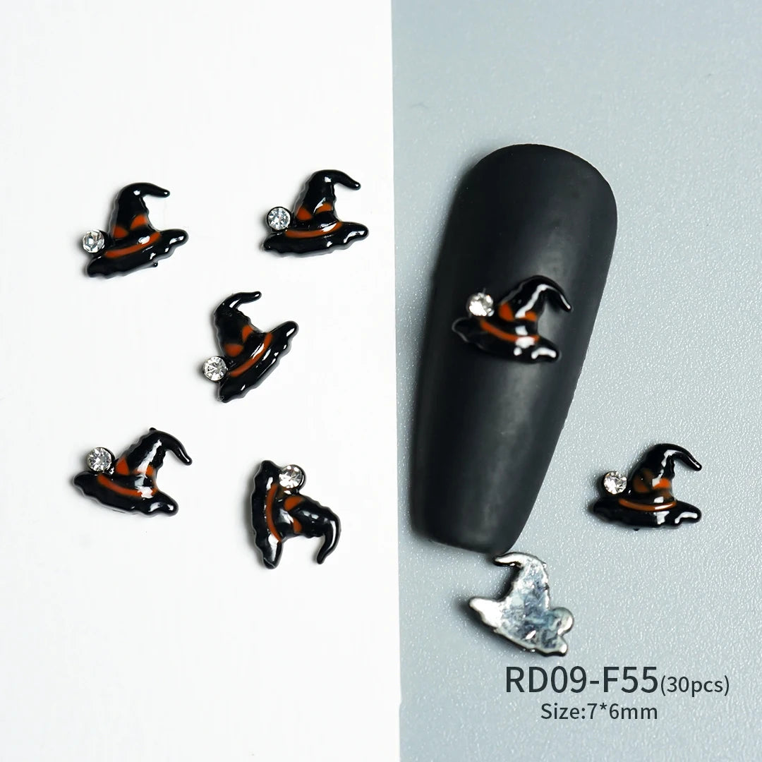 Gothic Halloween Nail Charms mit Totenkopf & Zirkonia 3D – Bild 42