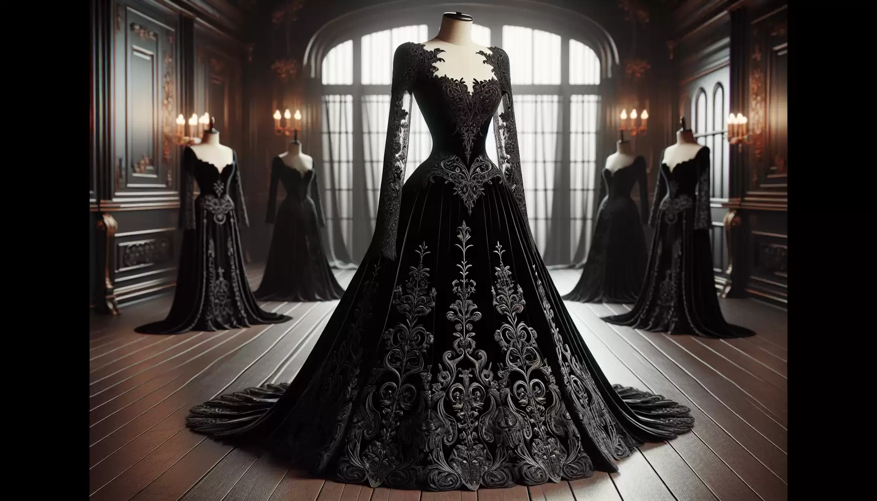 Beliebtes schwarzes Samtkleid