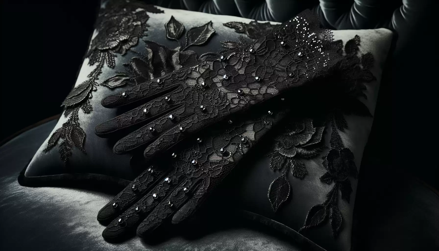 Schwarze Spitze Handschuhe