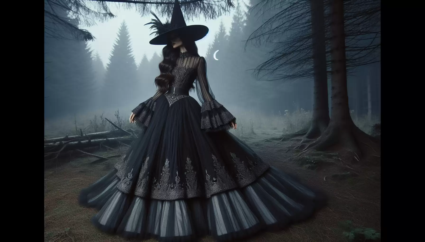 Klassisches Gothic Hexenkleid
