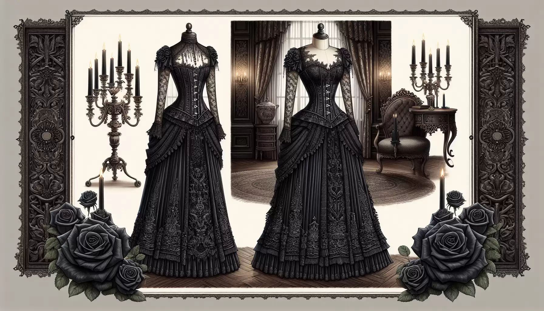 Dunkles viktorianisches Kleid