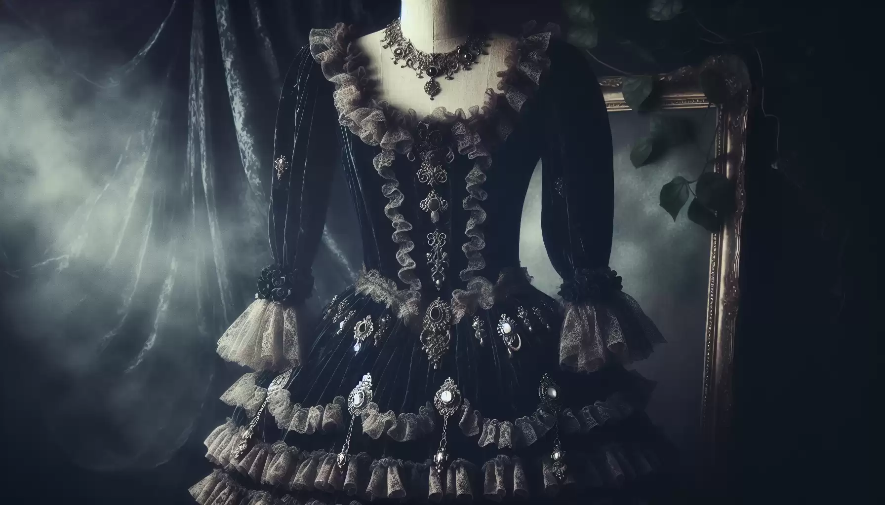 Edles Samtkleid mit Rüschen