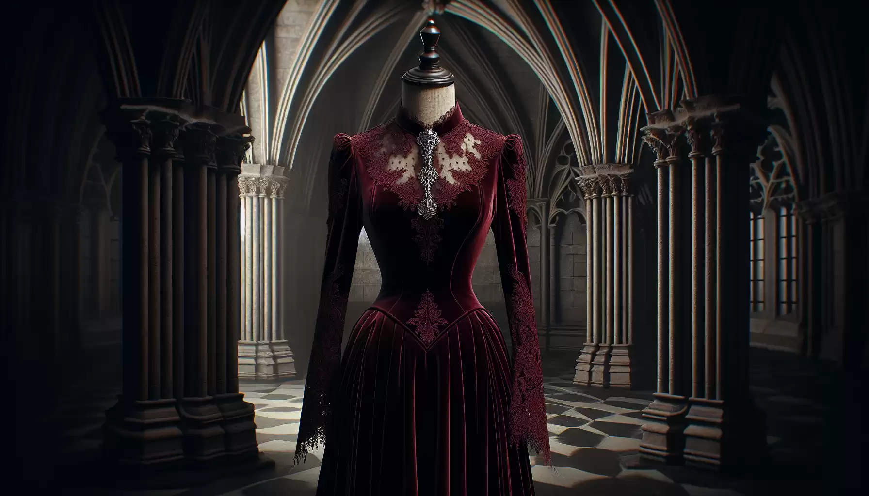 Elegantes Gothic Samtkleid