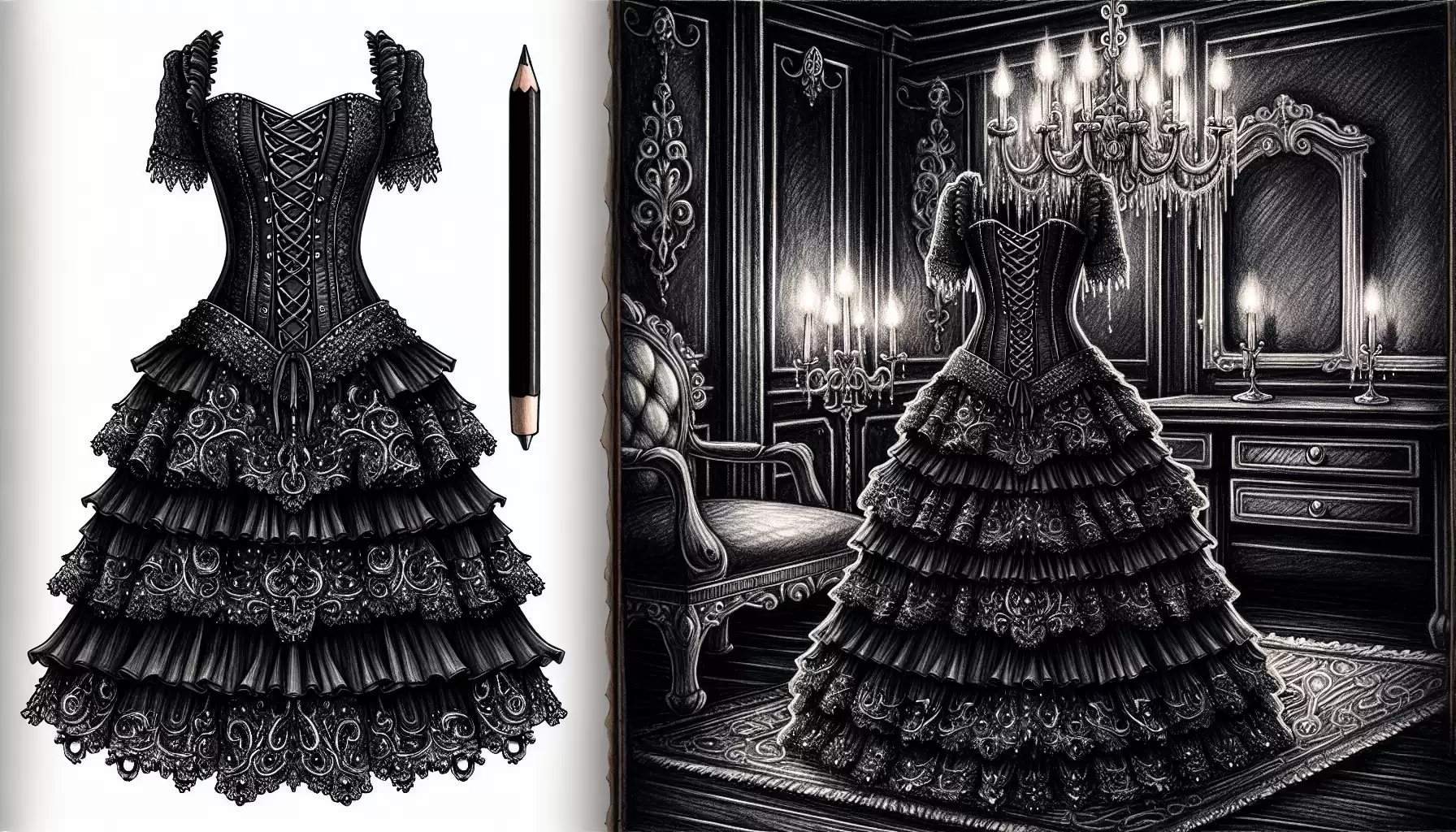 Geschichtete Rüschenkleid Design