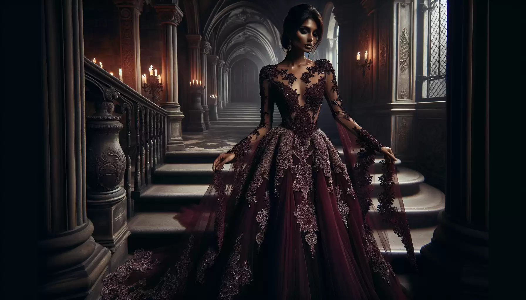 Gothic Ballkleid mit Spitzen