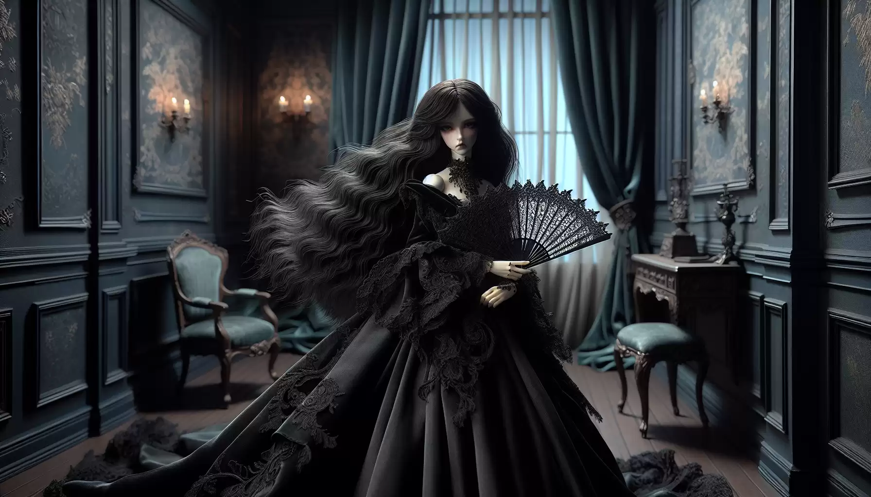 Gothic Barbie in Black Velvet