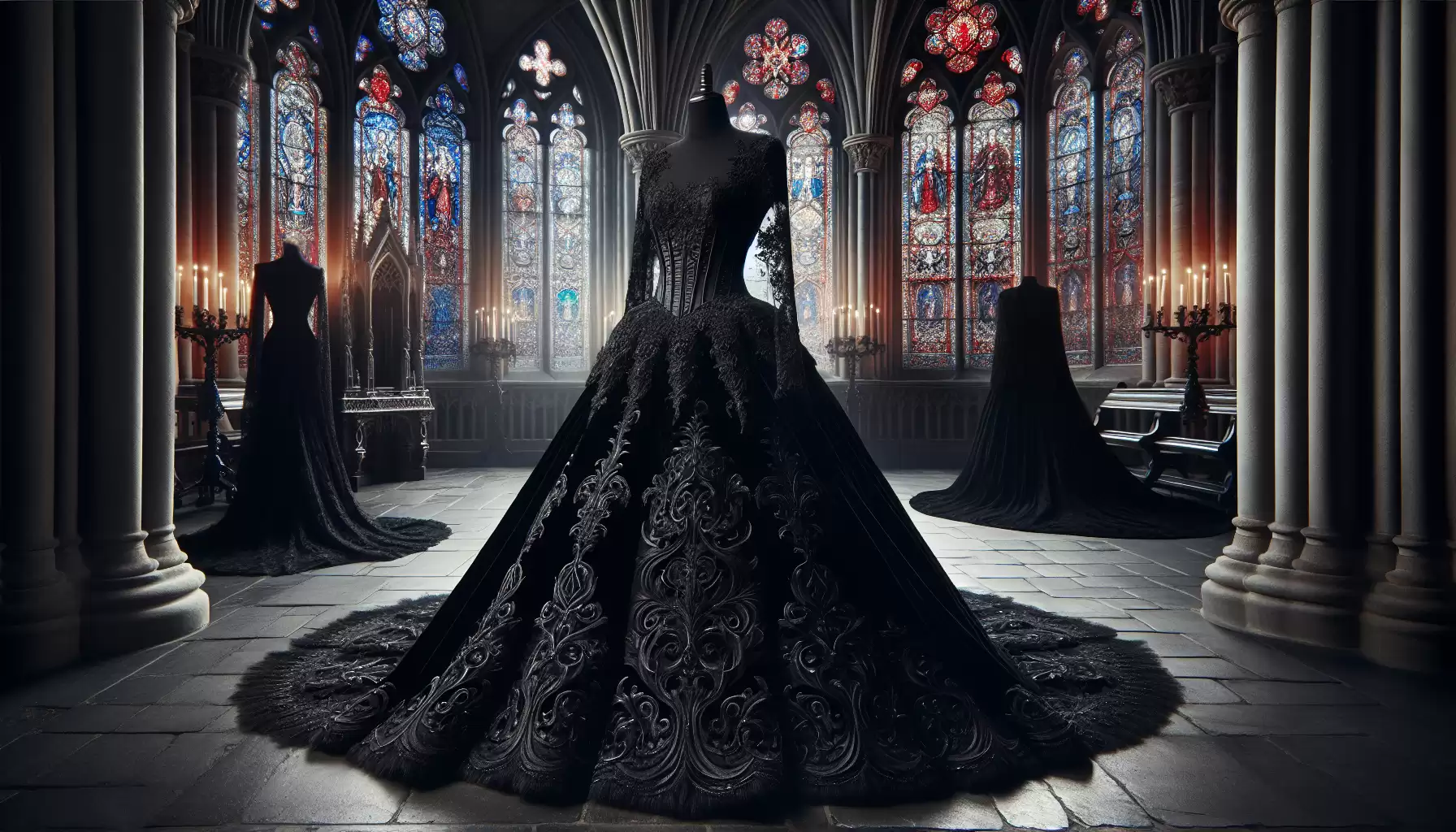 Schwarzes Brautkleid Details