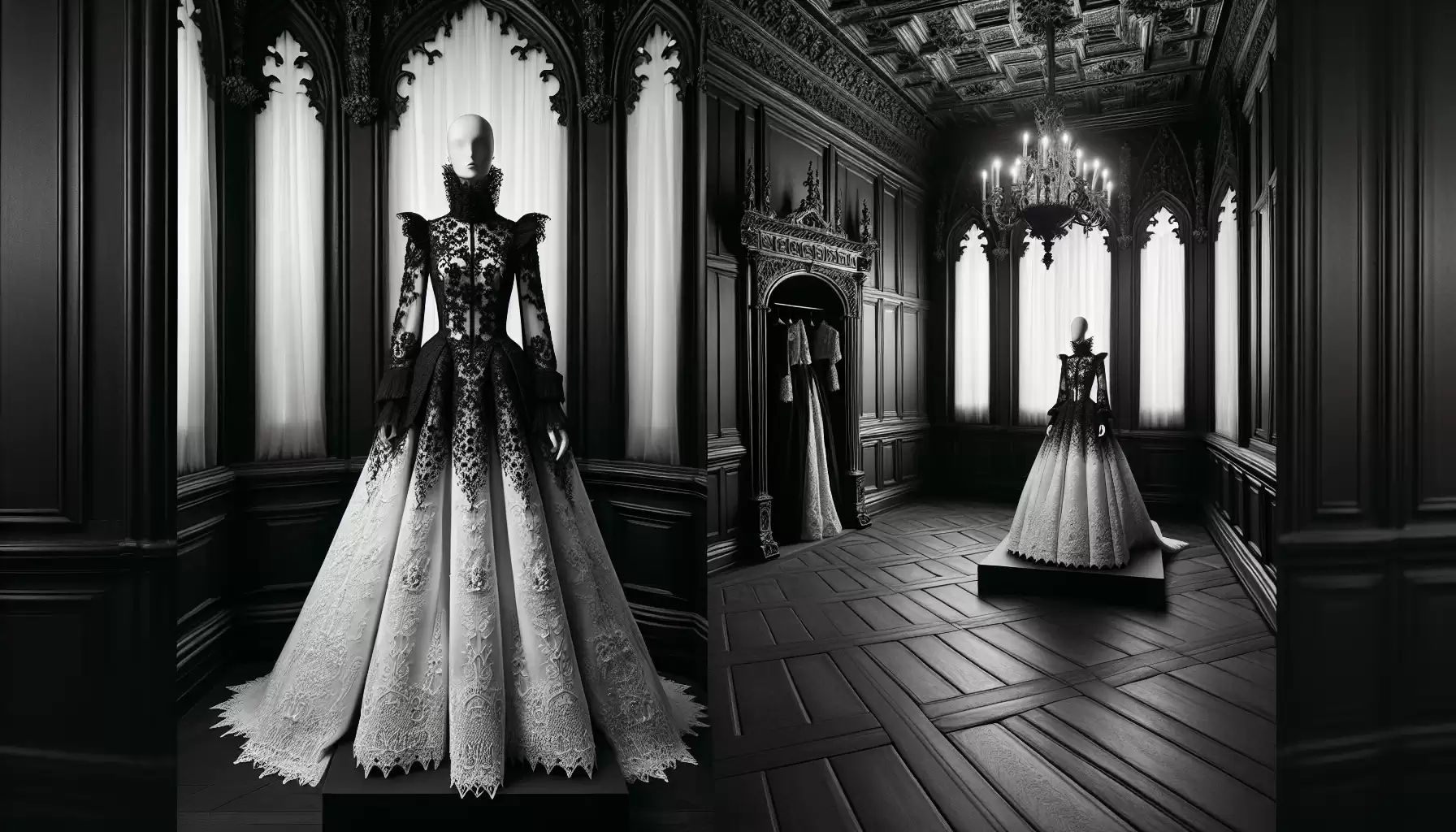 Schwarz-Weiß Brautkleid