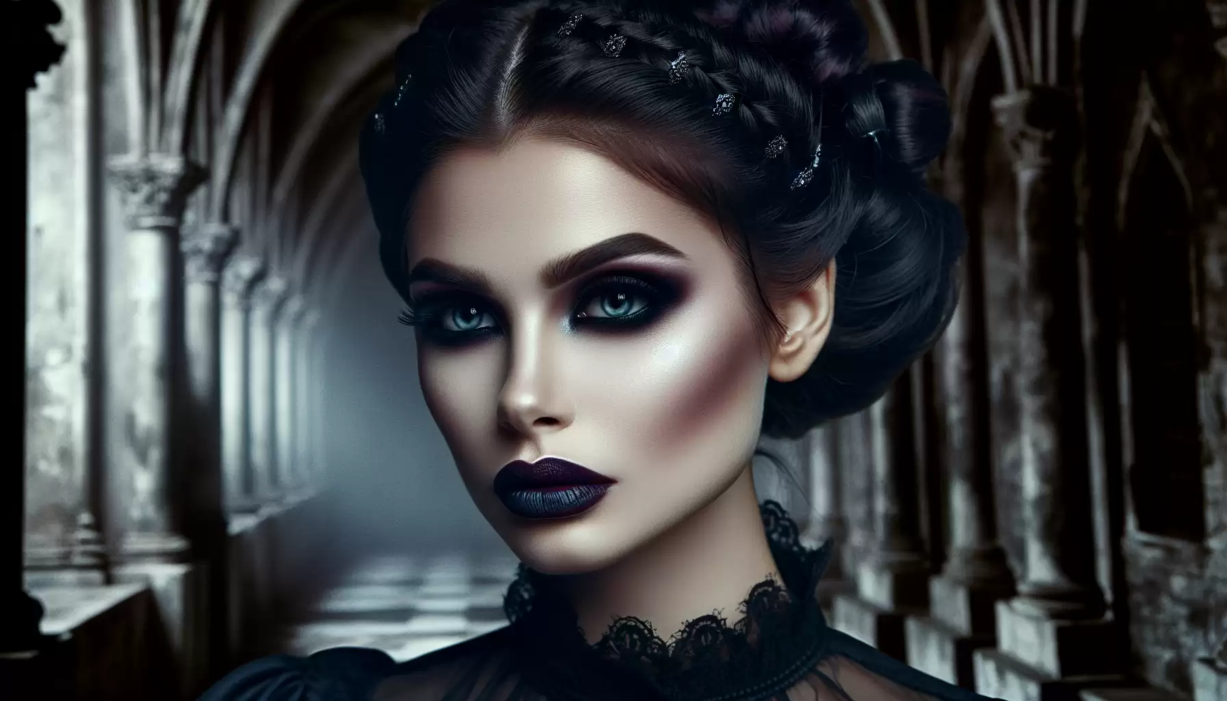 Gothic Frisur und Make-up