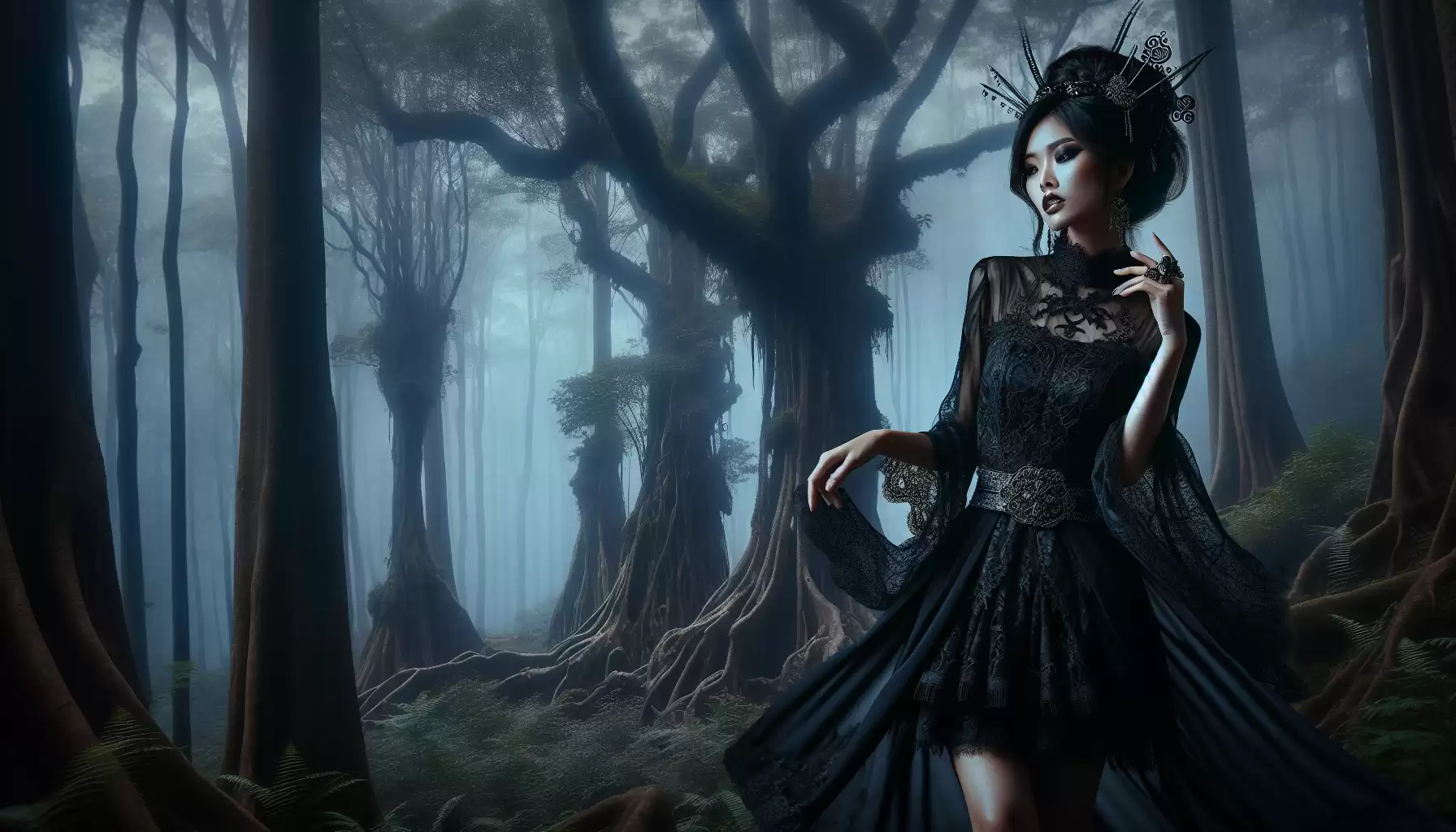 Gothic Kleid im Wald