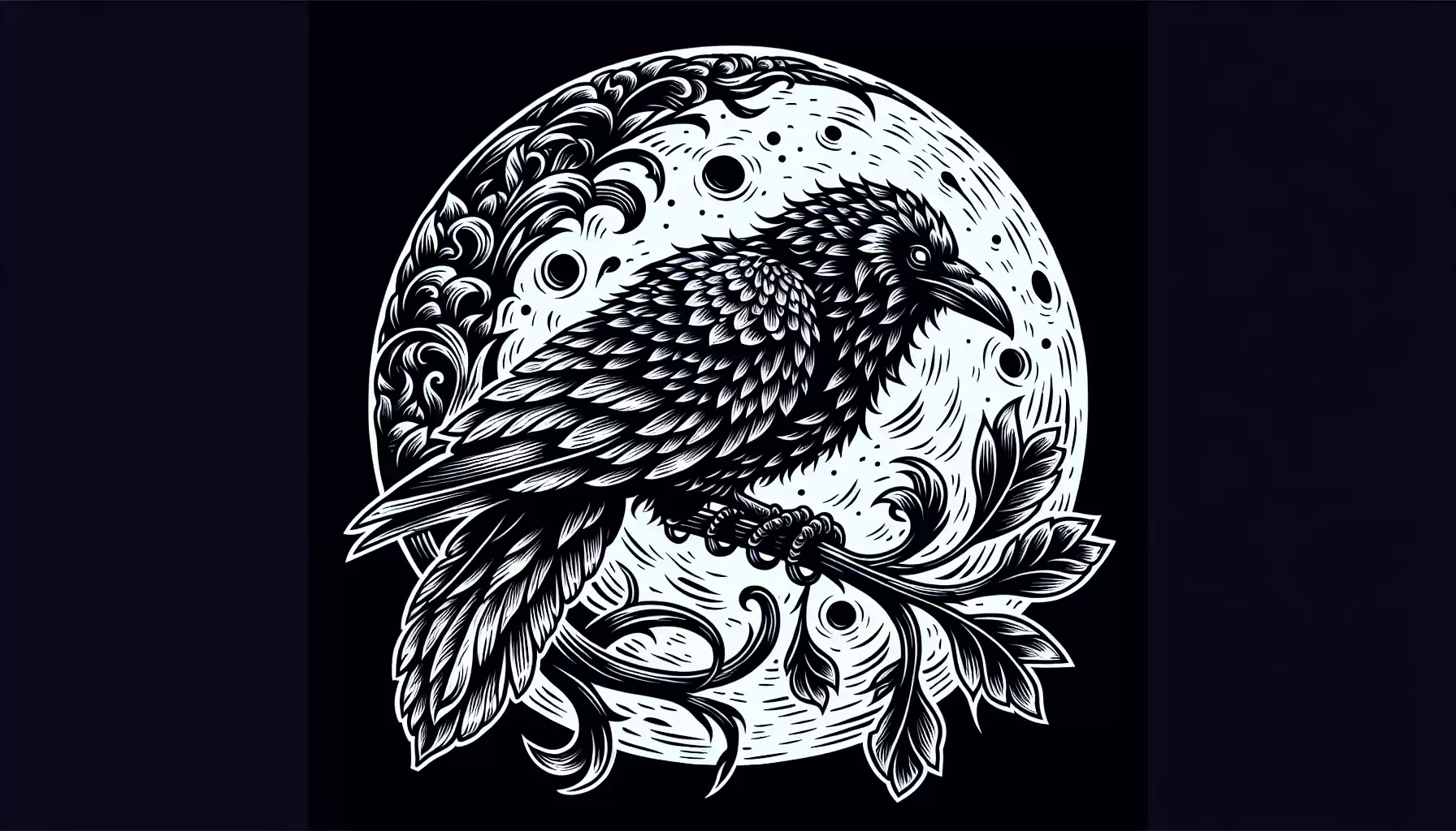 Rabe mit Mond Tattoo