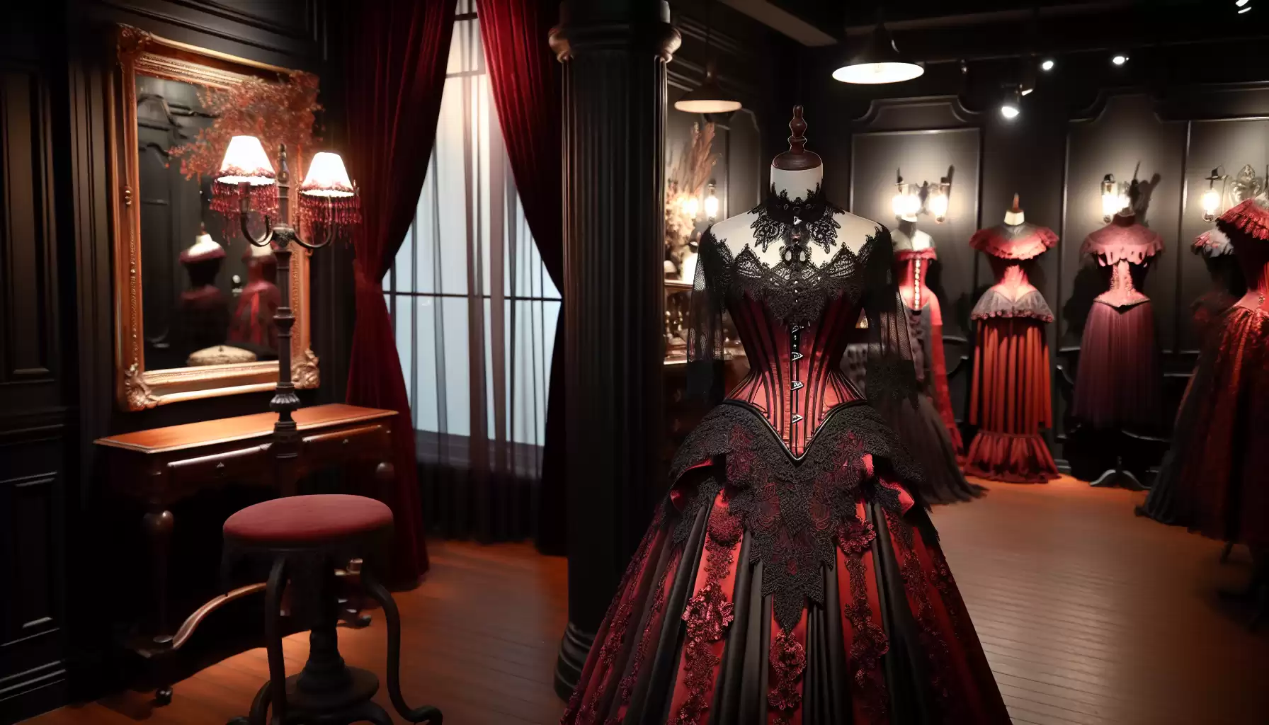 Rotes Gothic-Kleid Design