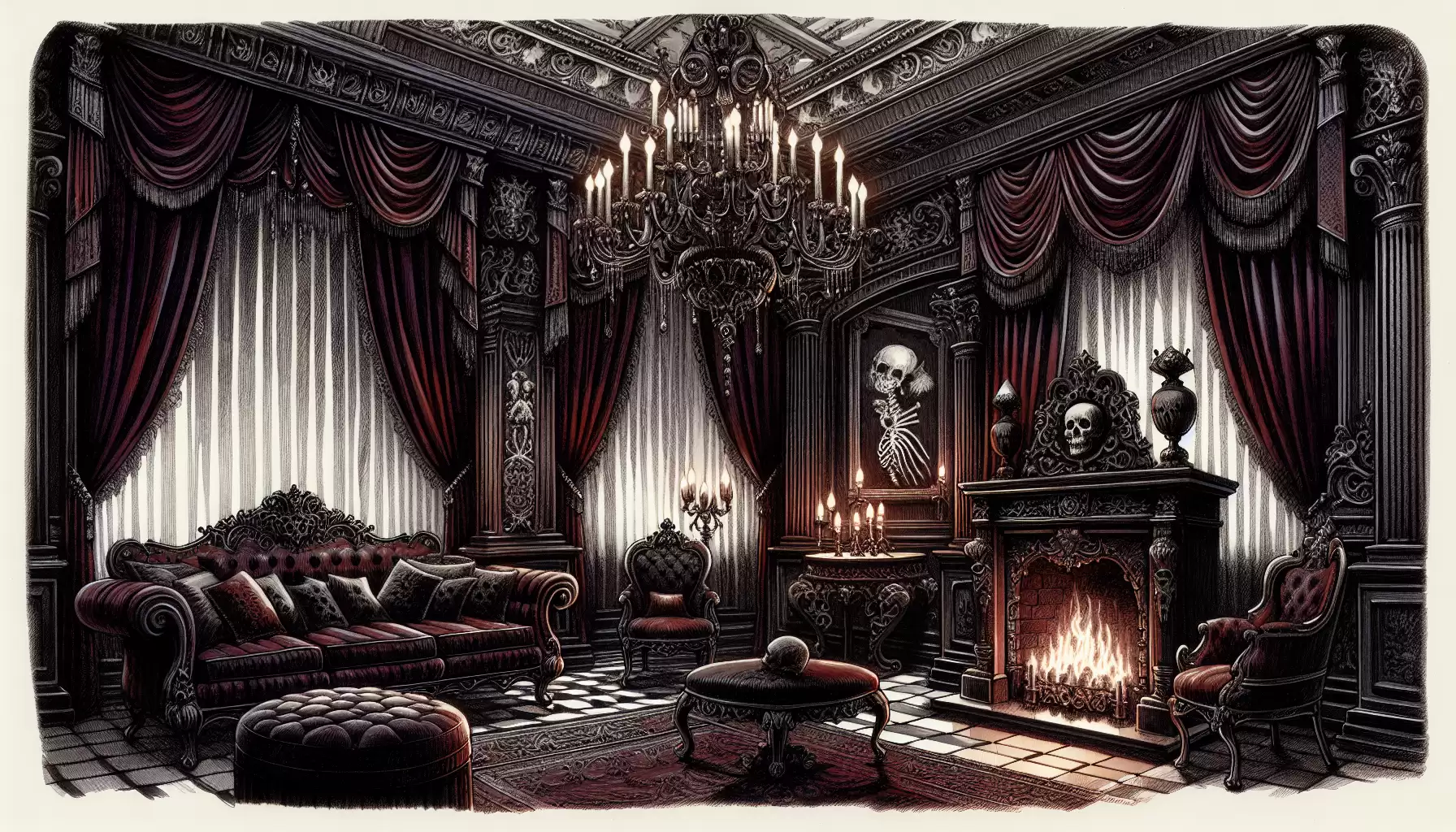 Gotisches Wohnzimmer-Dekor