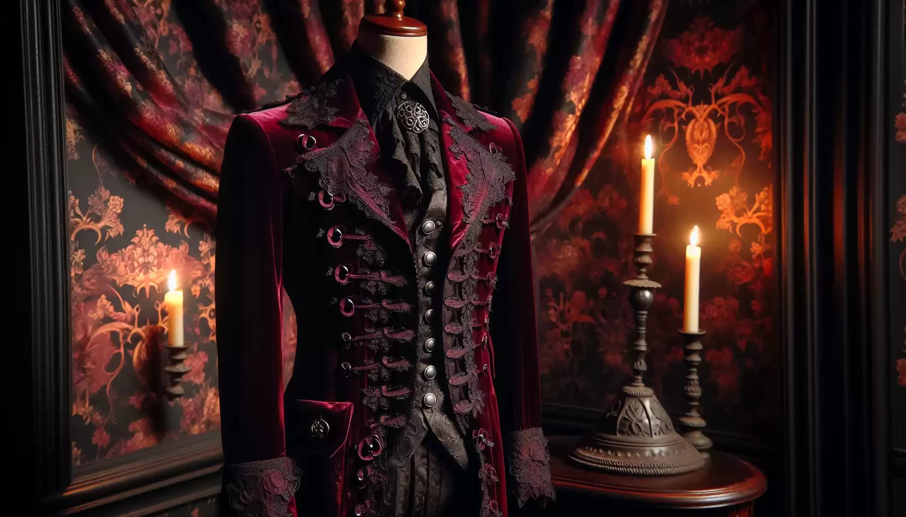 Samtmantel im Gothic-Stil