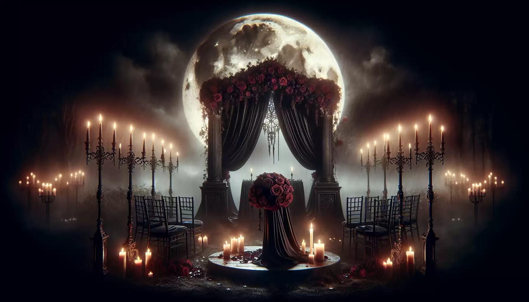 Romantische Gotik-Hochzeitskulisse