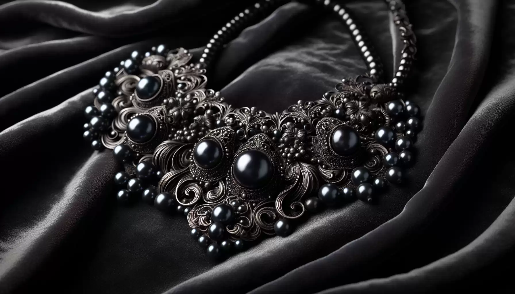 Schwarze Perlenkette