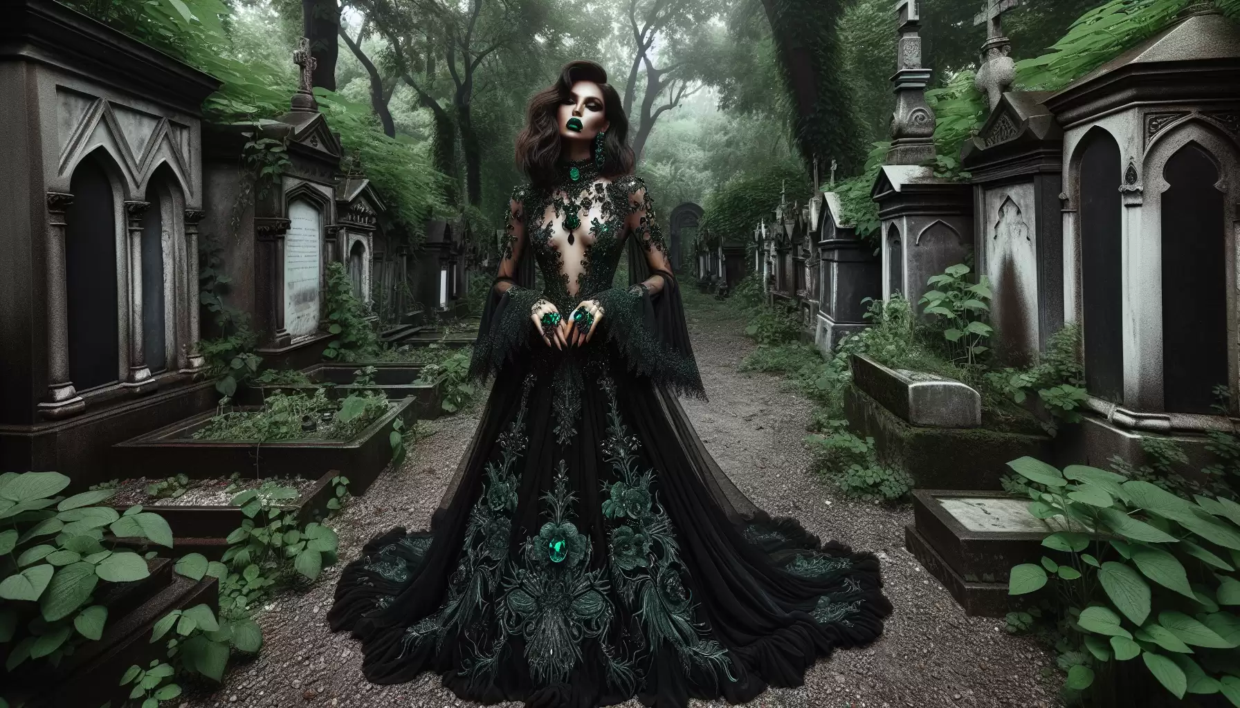 Grüne Details in Goth