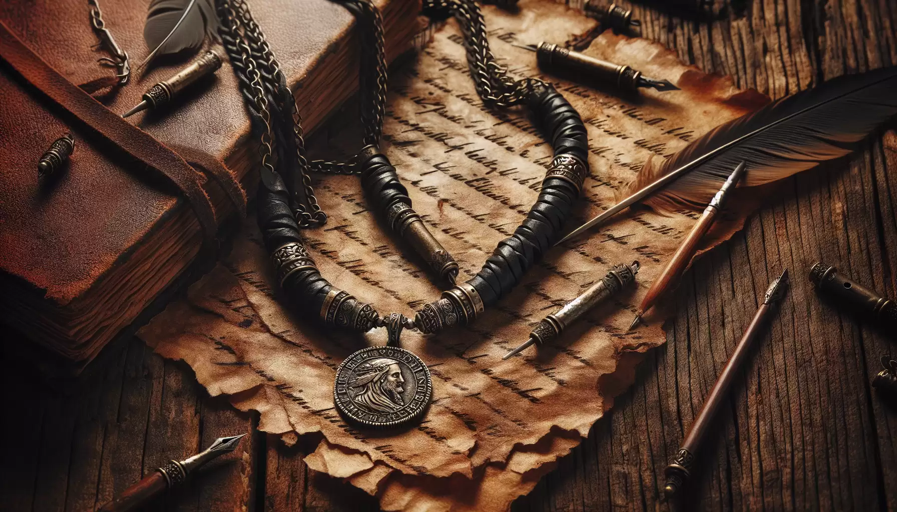 Lederkette mit antiker Münze