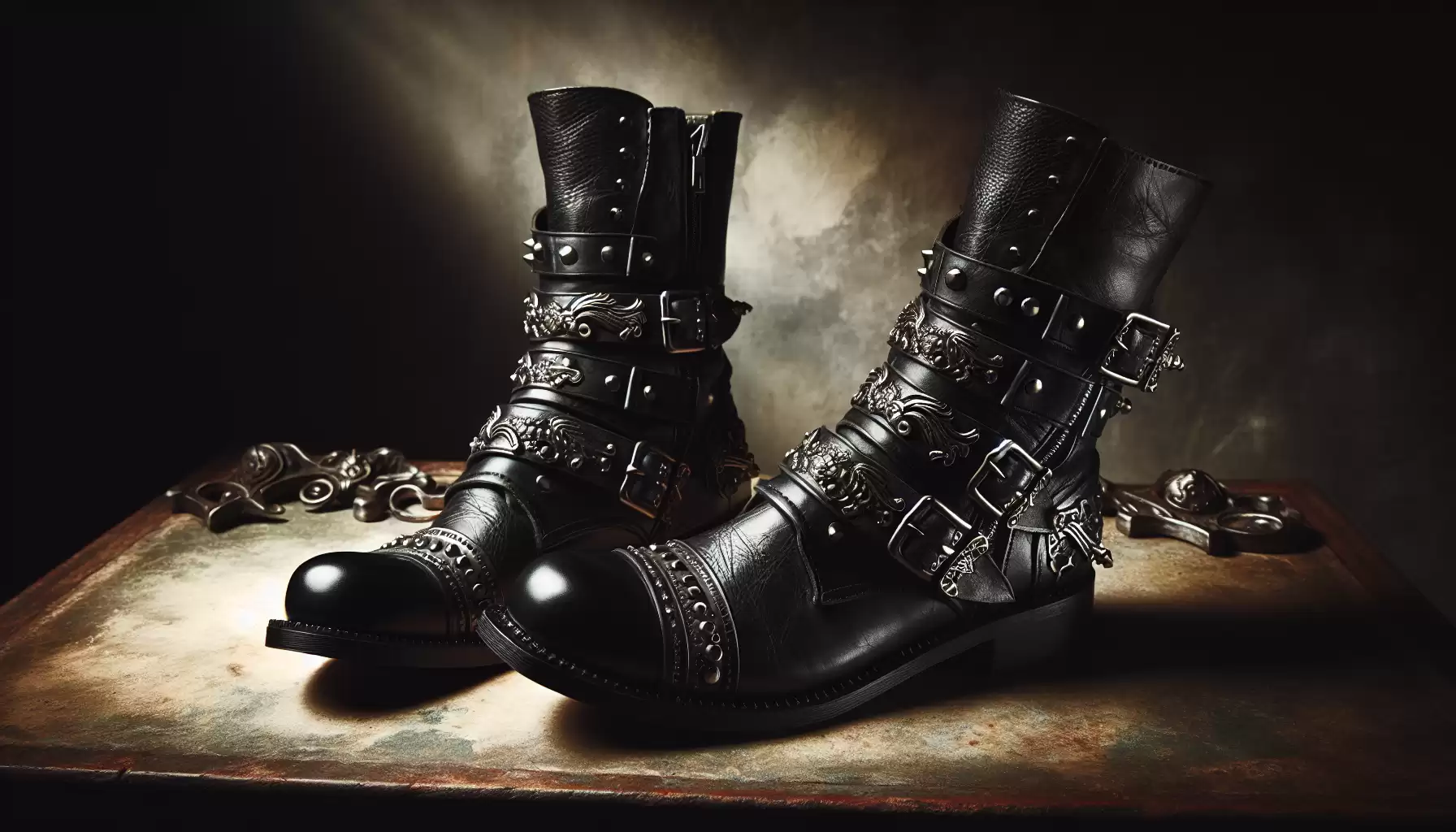 Lederboots mit Nieten