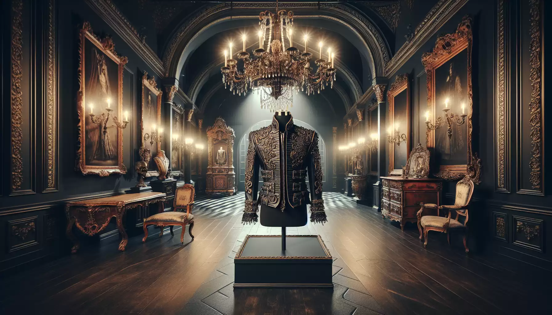 Opulente Gothic-Jacke im Museum