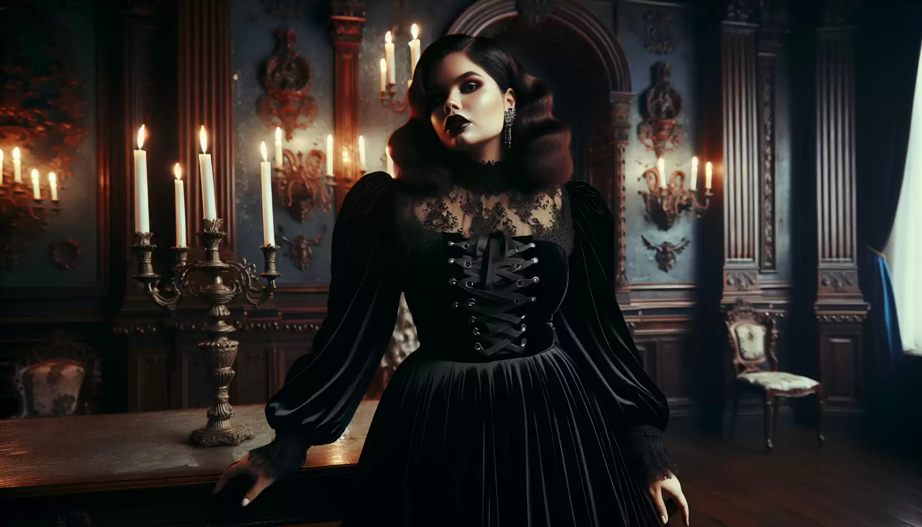 Elegante Gothik-Samtkleider