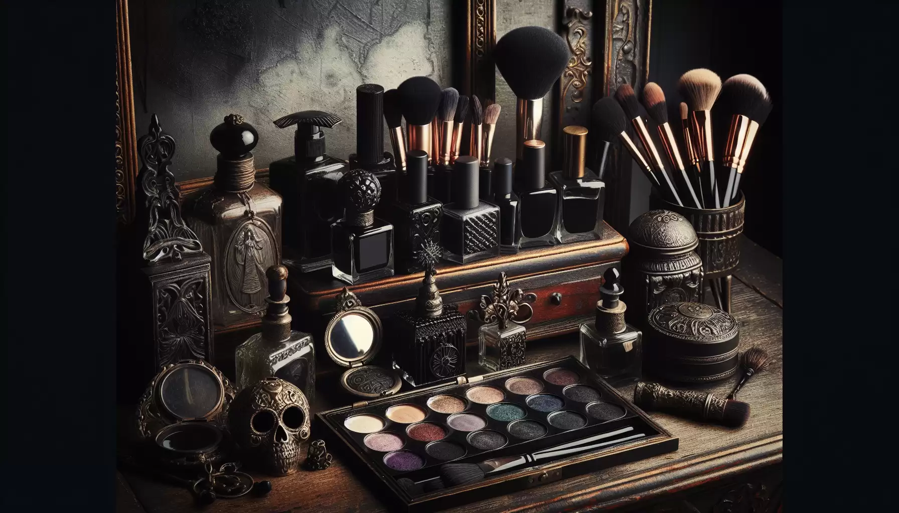 Schminkutensilien im Gothic-Stil