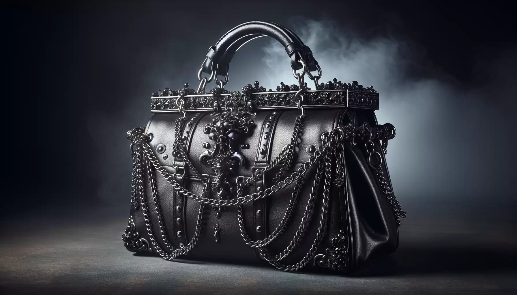 Schwarze Lederhandtasche