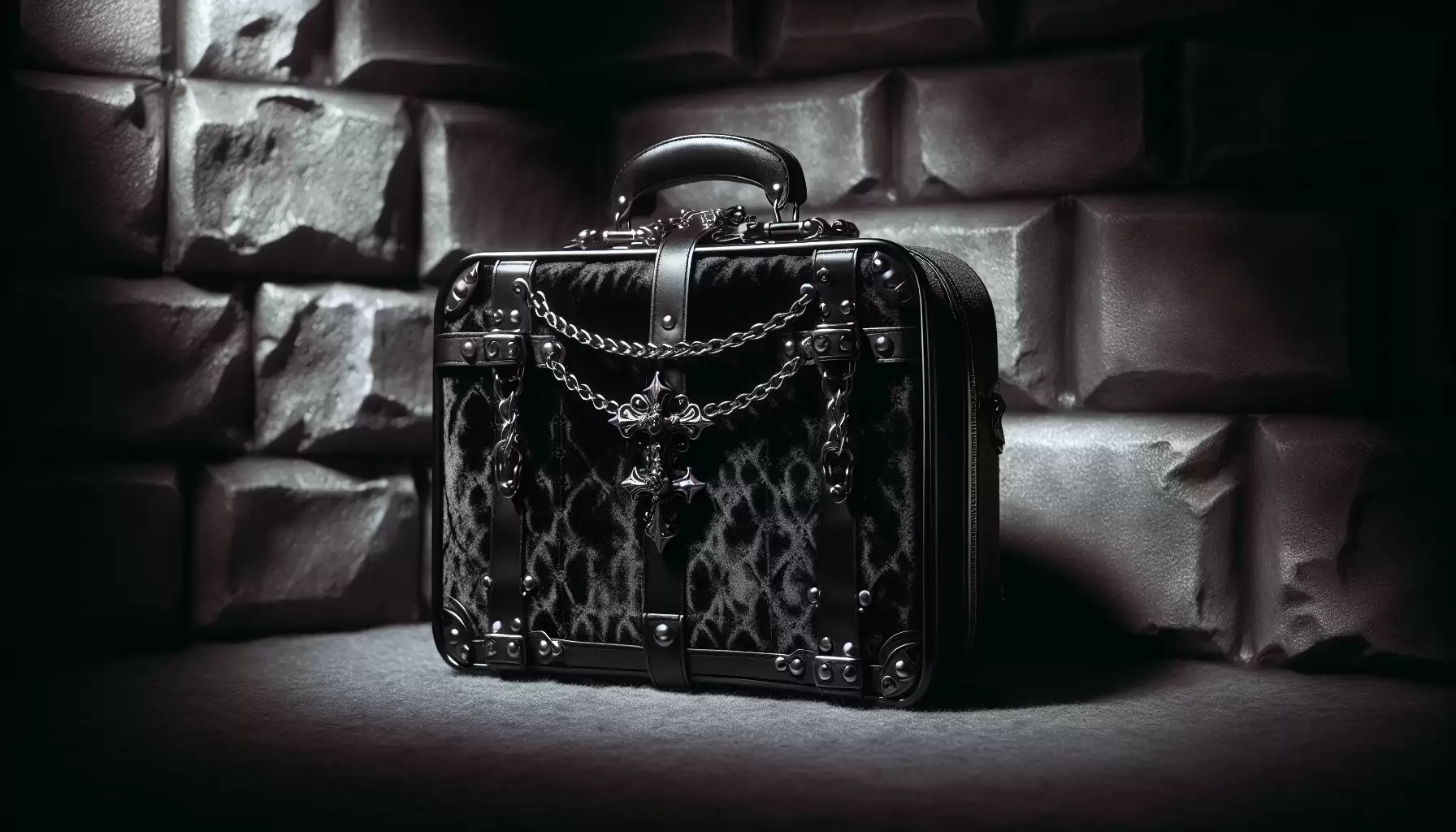 Schwarze Samt-Koffertasche