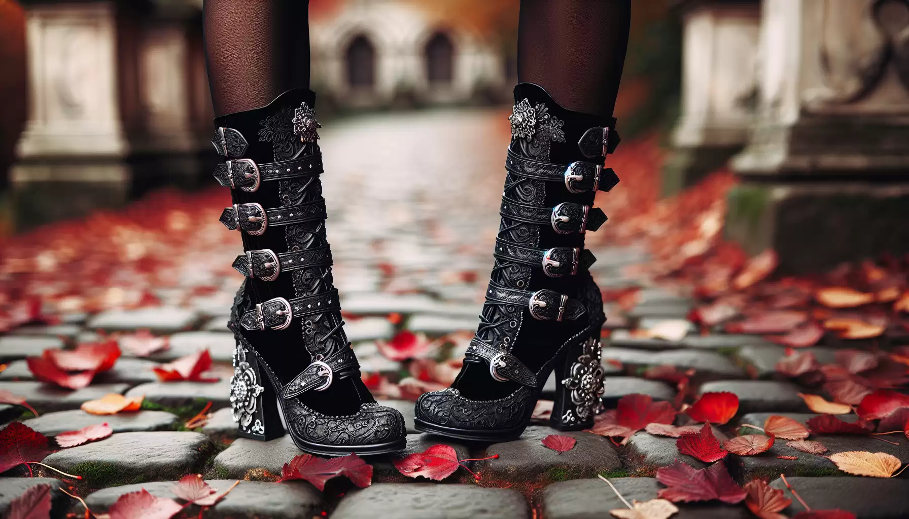 Schwarze Samtstiefel