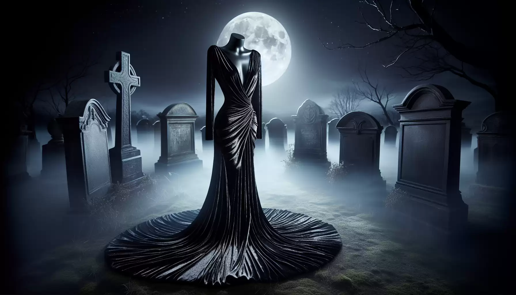 Schwarzes Samt Abendkleid