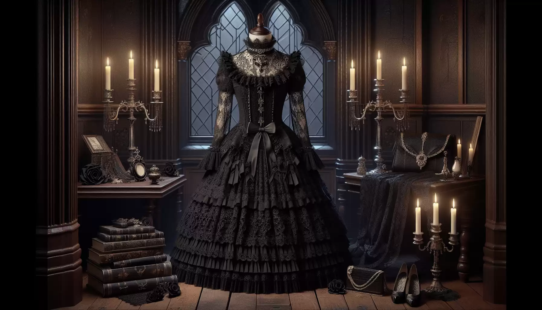 Schwarzes Spitzenkleid