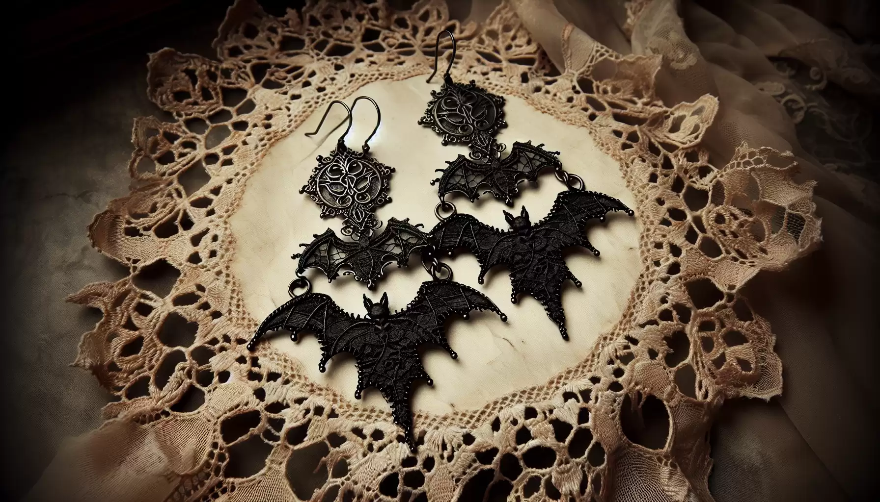 Spitzen Ohrringe mit Fledermaus