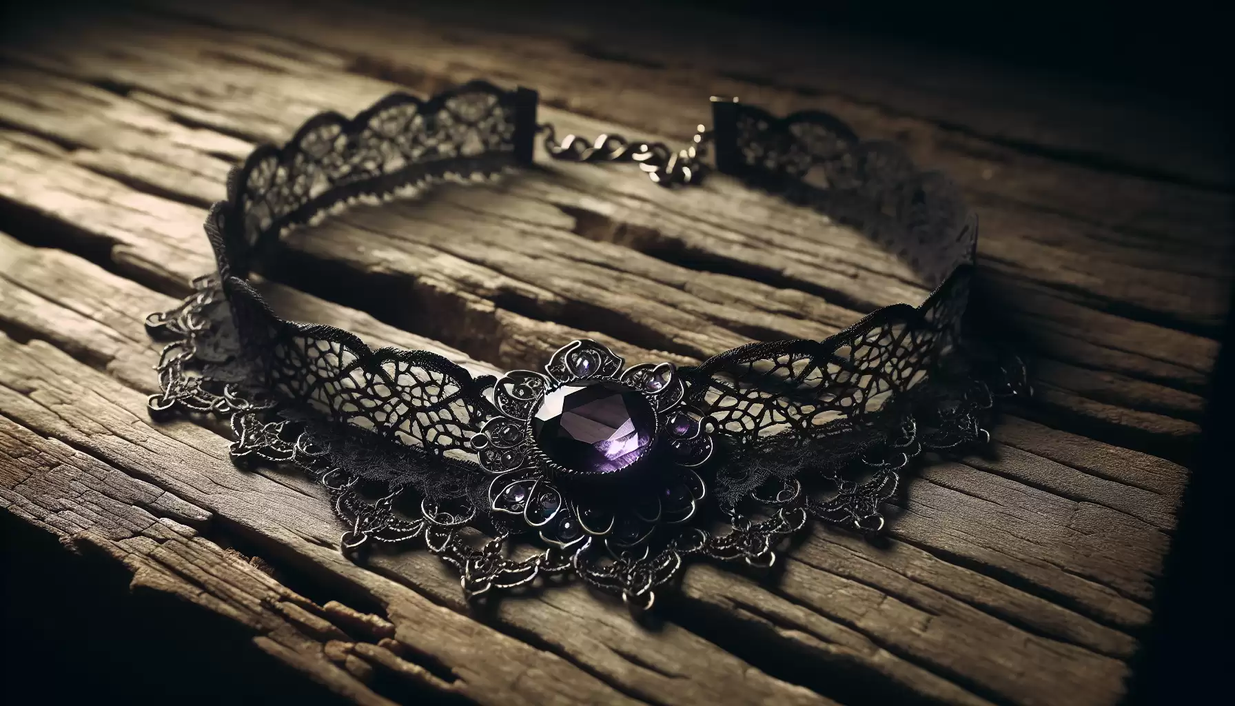 Spitzenchoker mit Amethyst