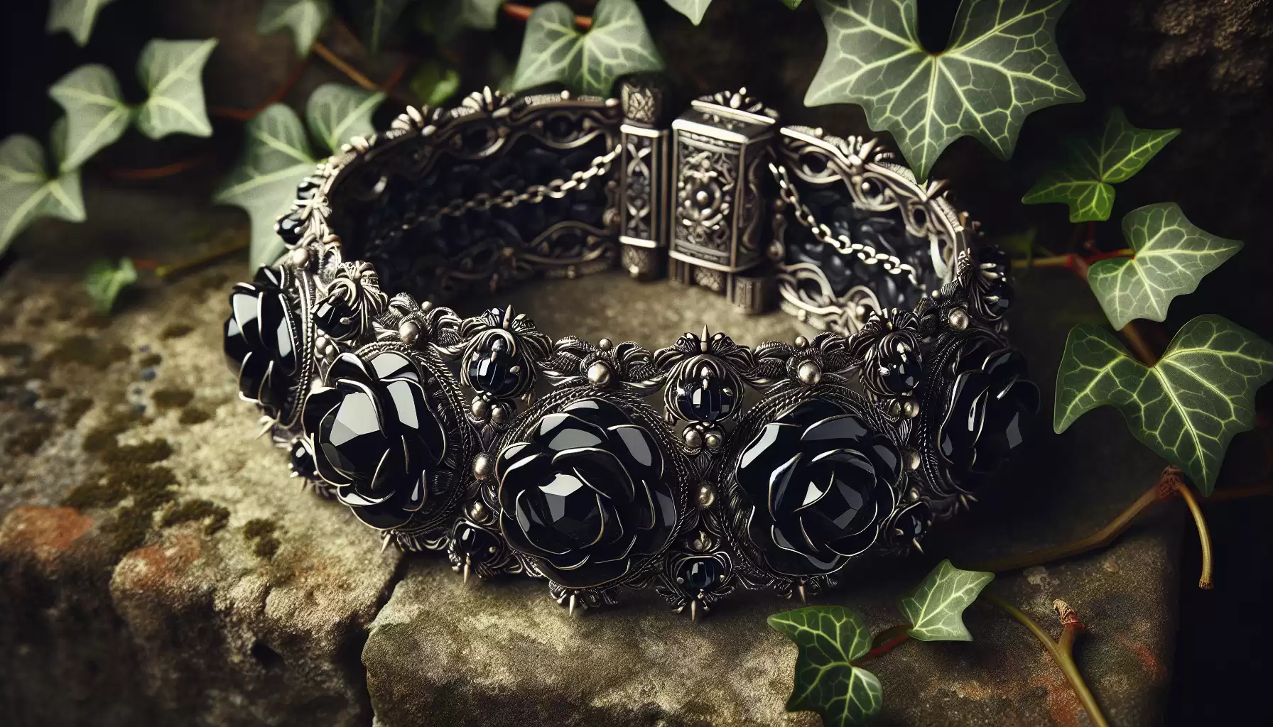 Schwarze Rosen Armband